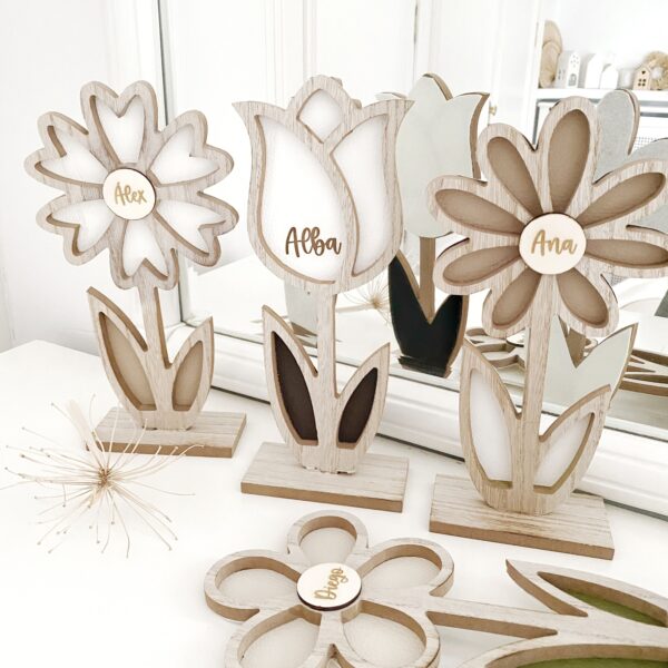 flores personalizadas de madera