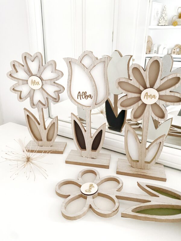 flores personalizadas de madera