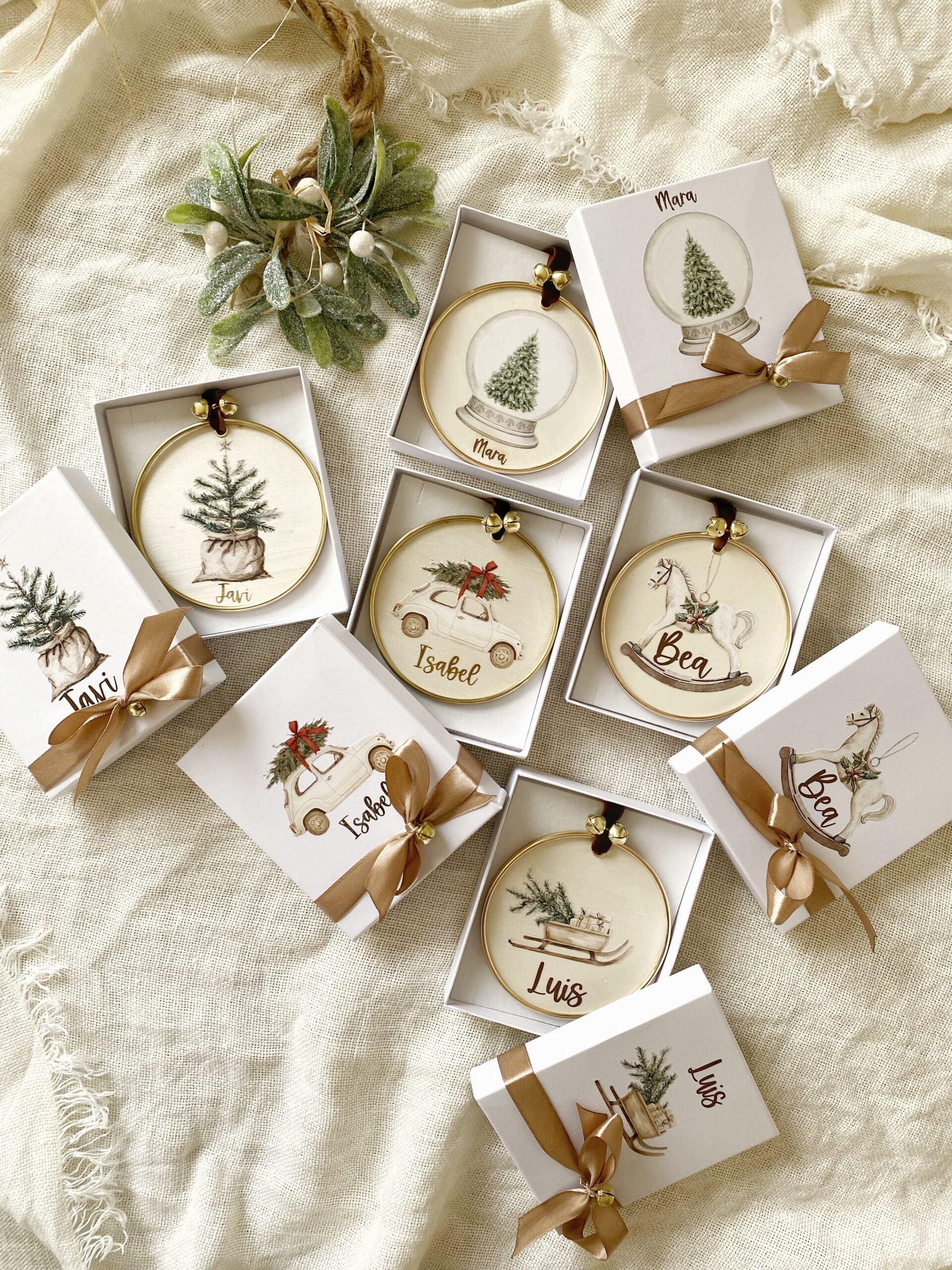 Adorno navideño con texto especial