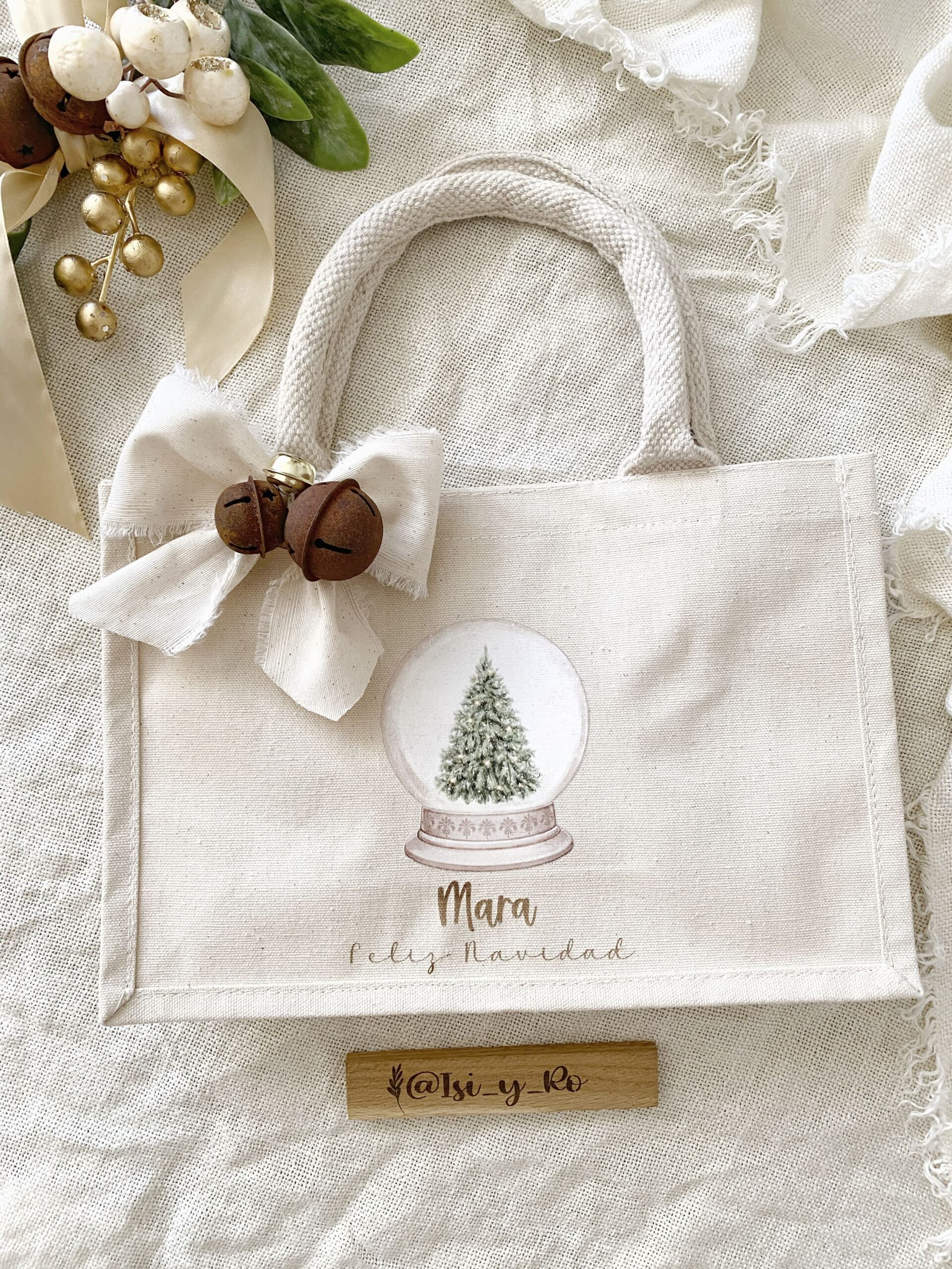 bolsa regalo de tela para navidad personalizada