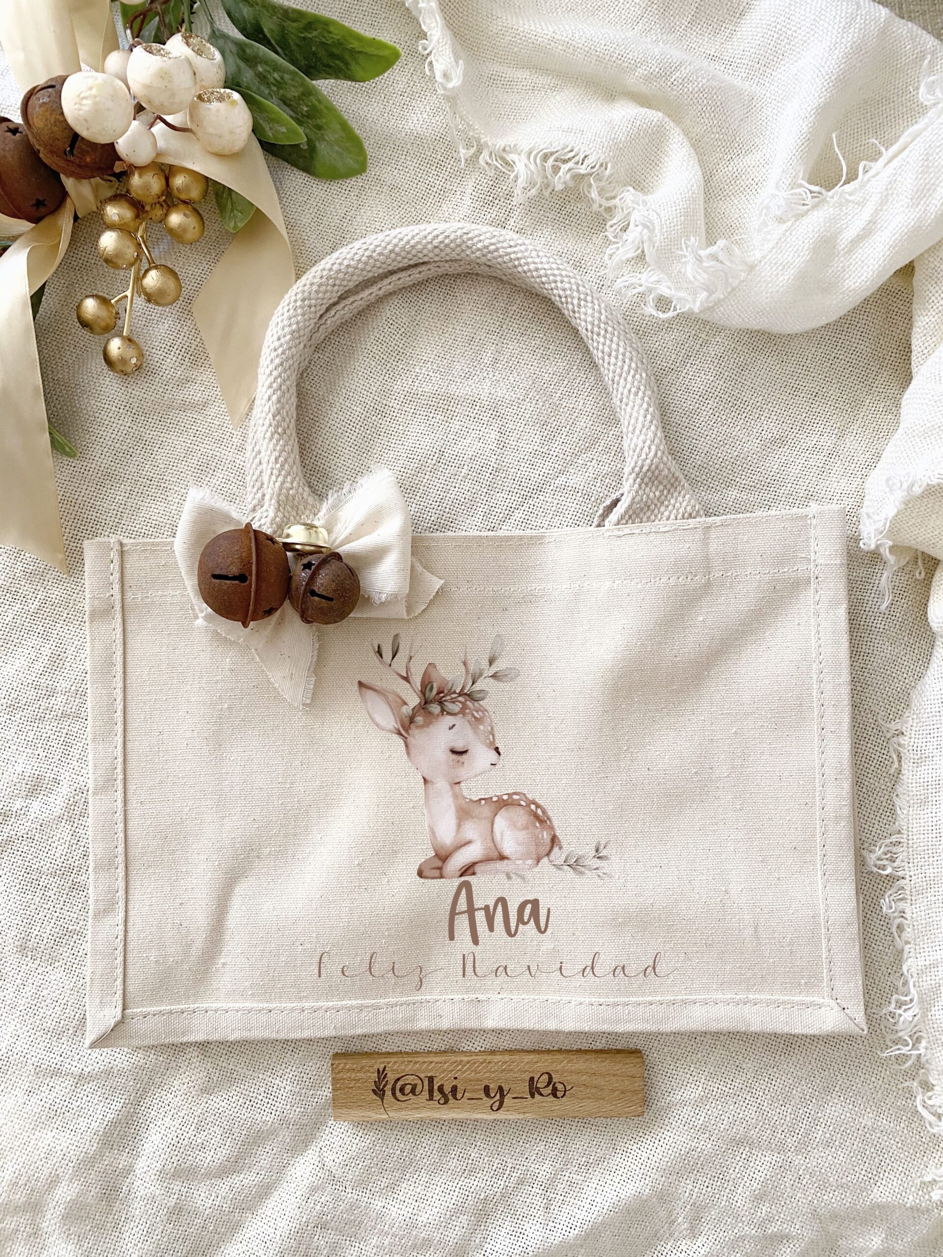 Bolsa tela con dibujo navideño infantil