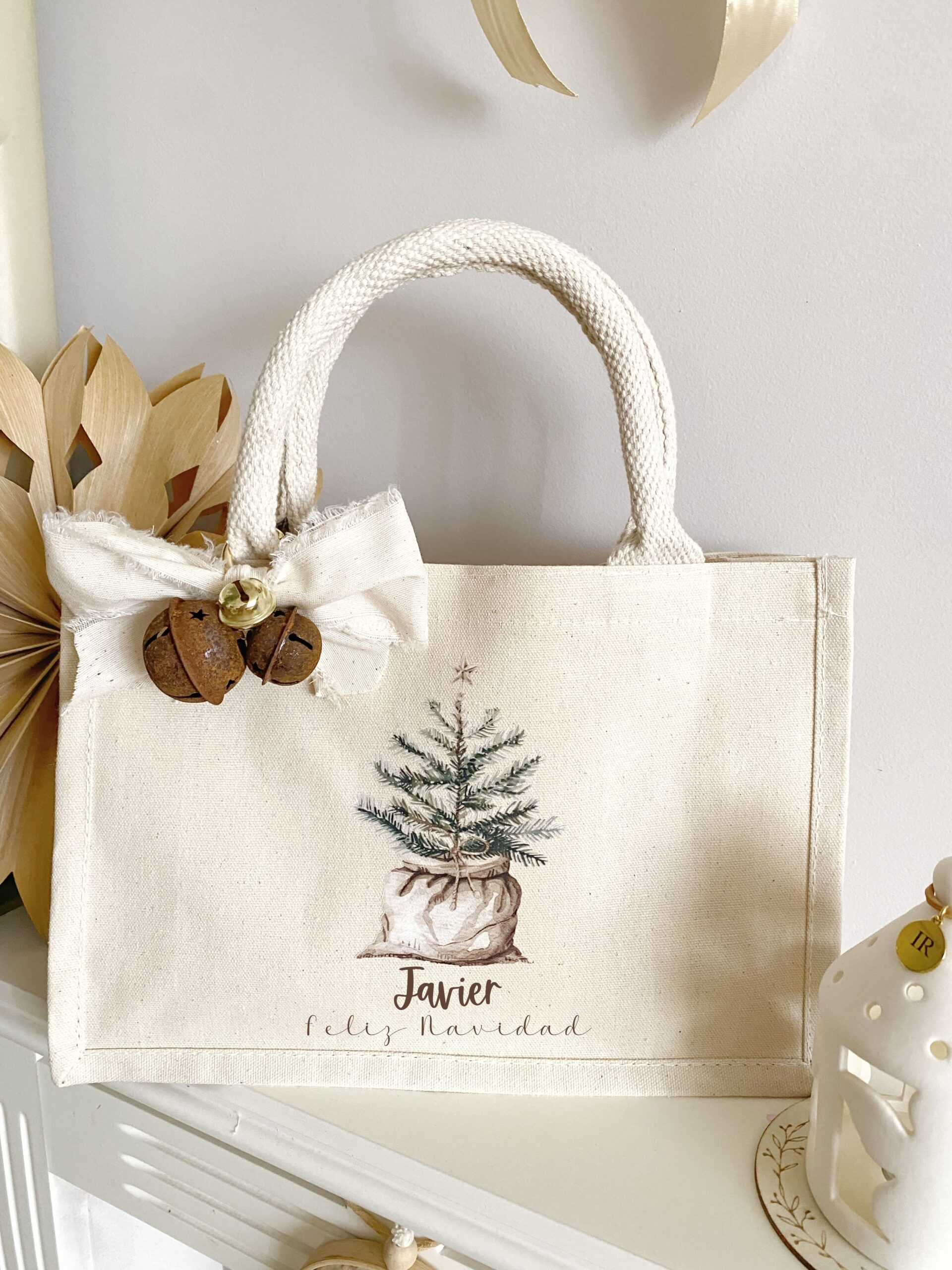Bolsa tela algodón Navidad nombre