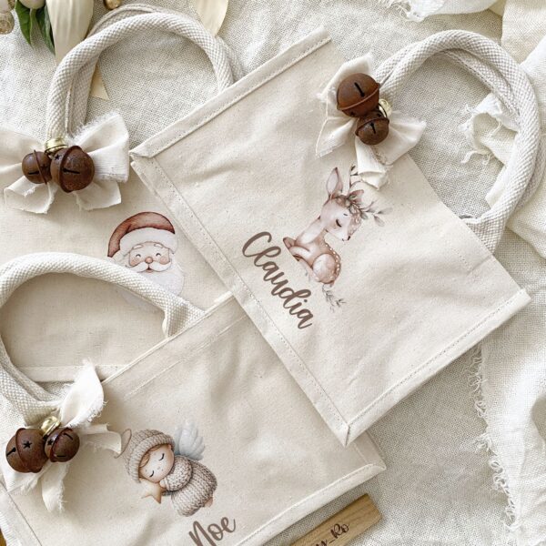 Saco tela motivos infantiles Navidad nombre