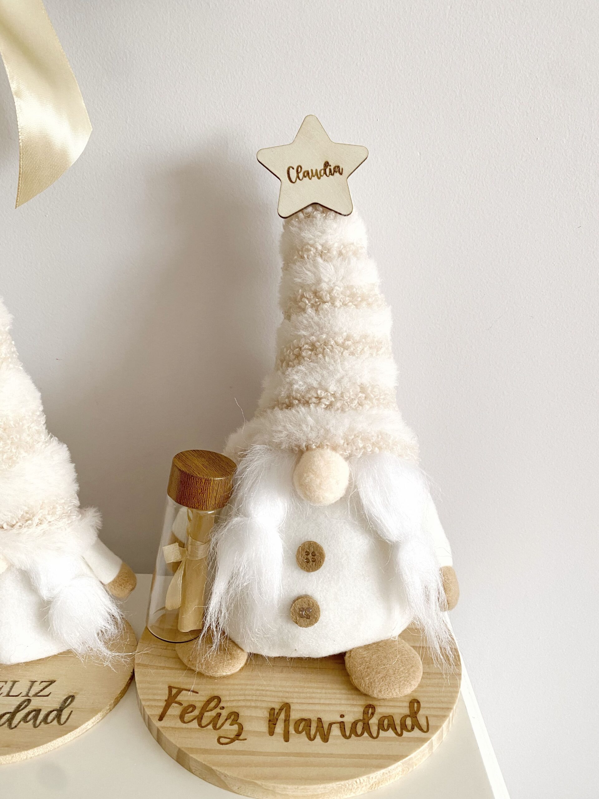 mensaje en bote gnomo de Navidad único