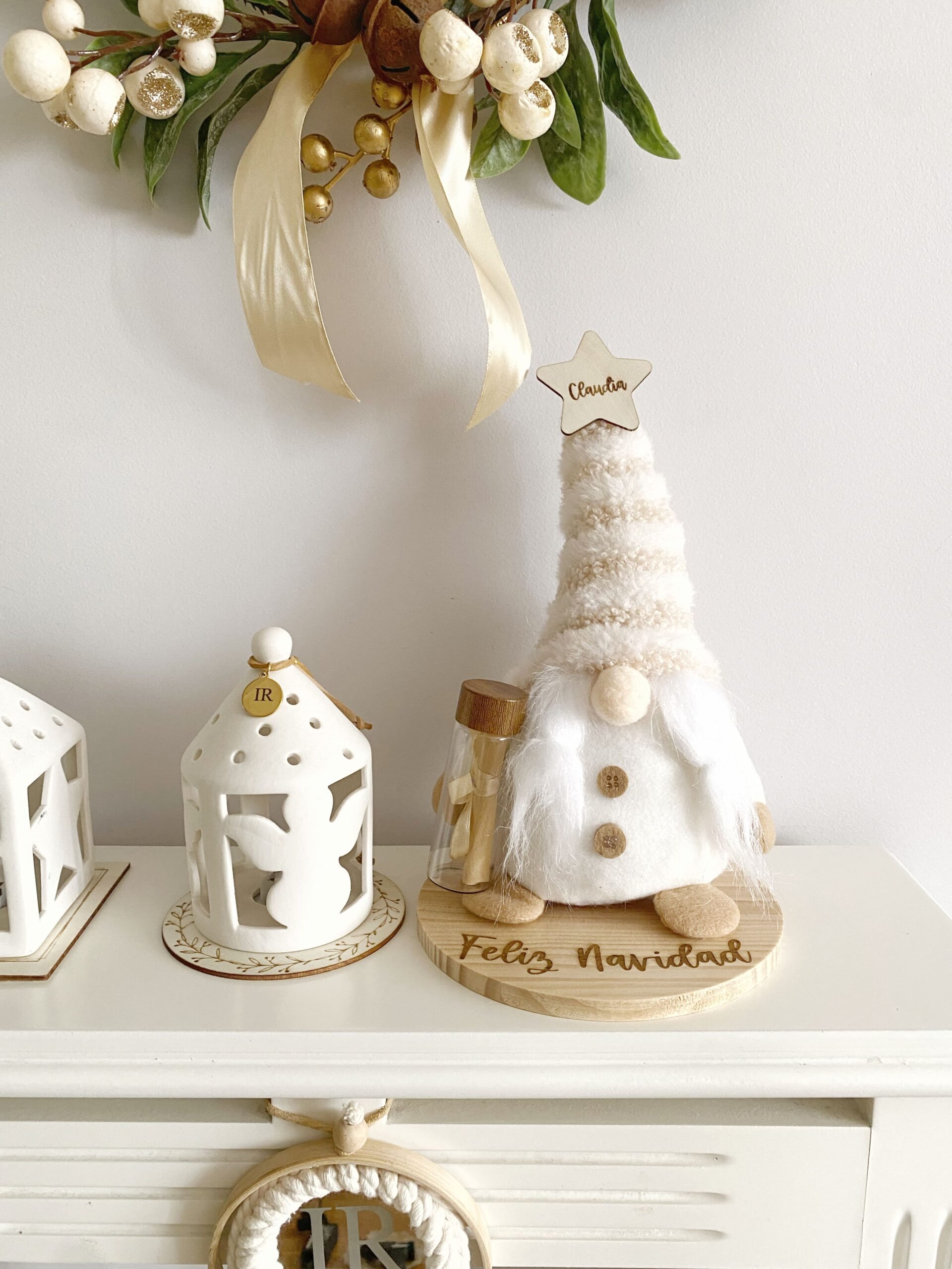 detalle navideño gnomo con texto a medida