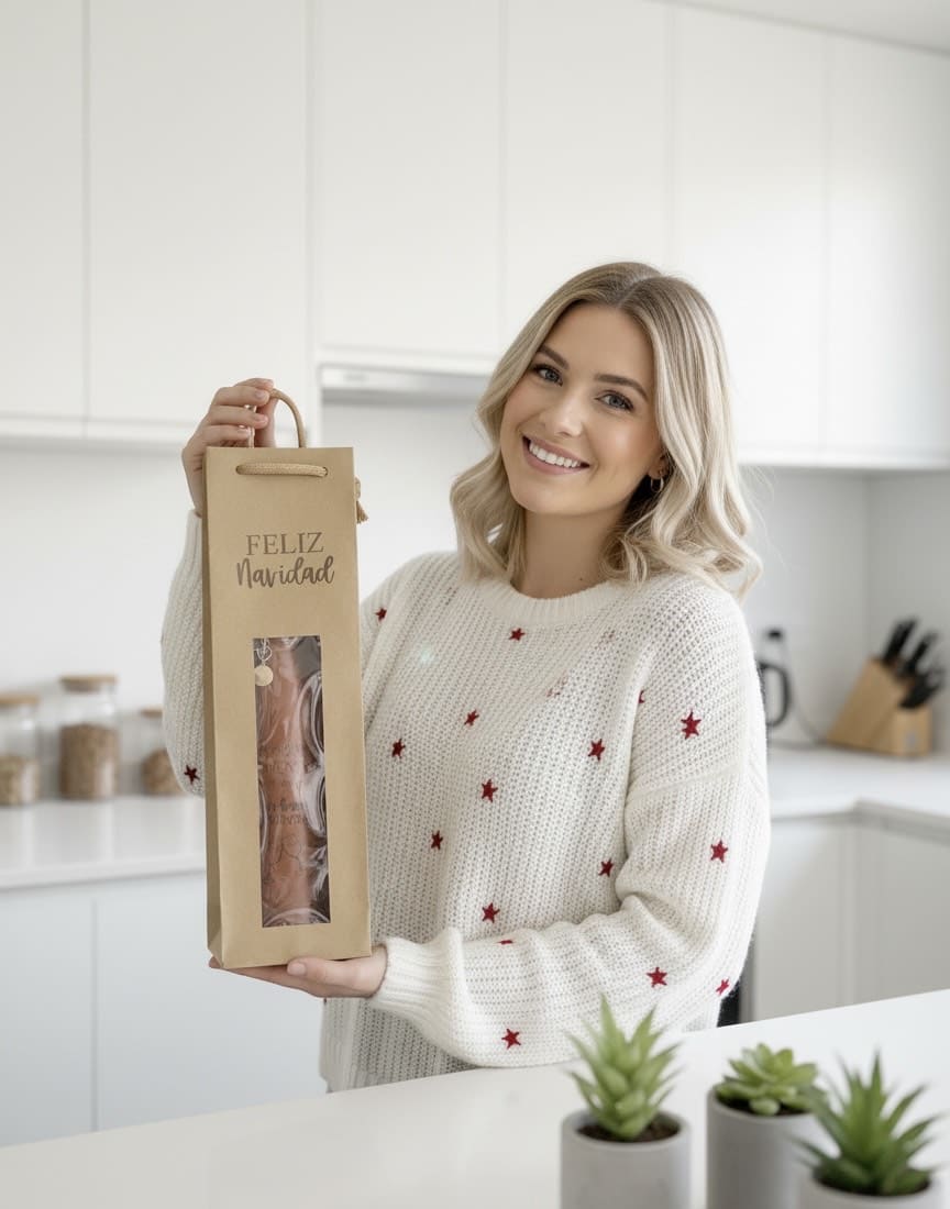 Regalo corporativo navideño: botellero de diseño personalizado con eslogan