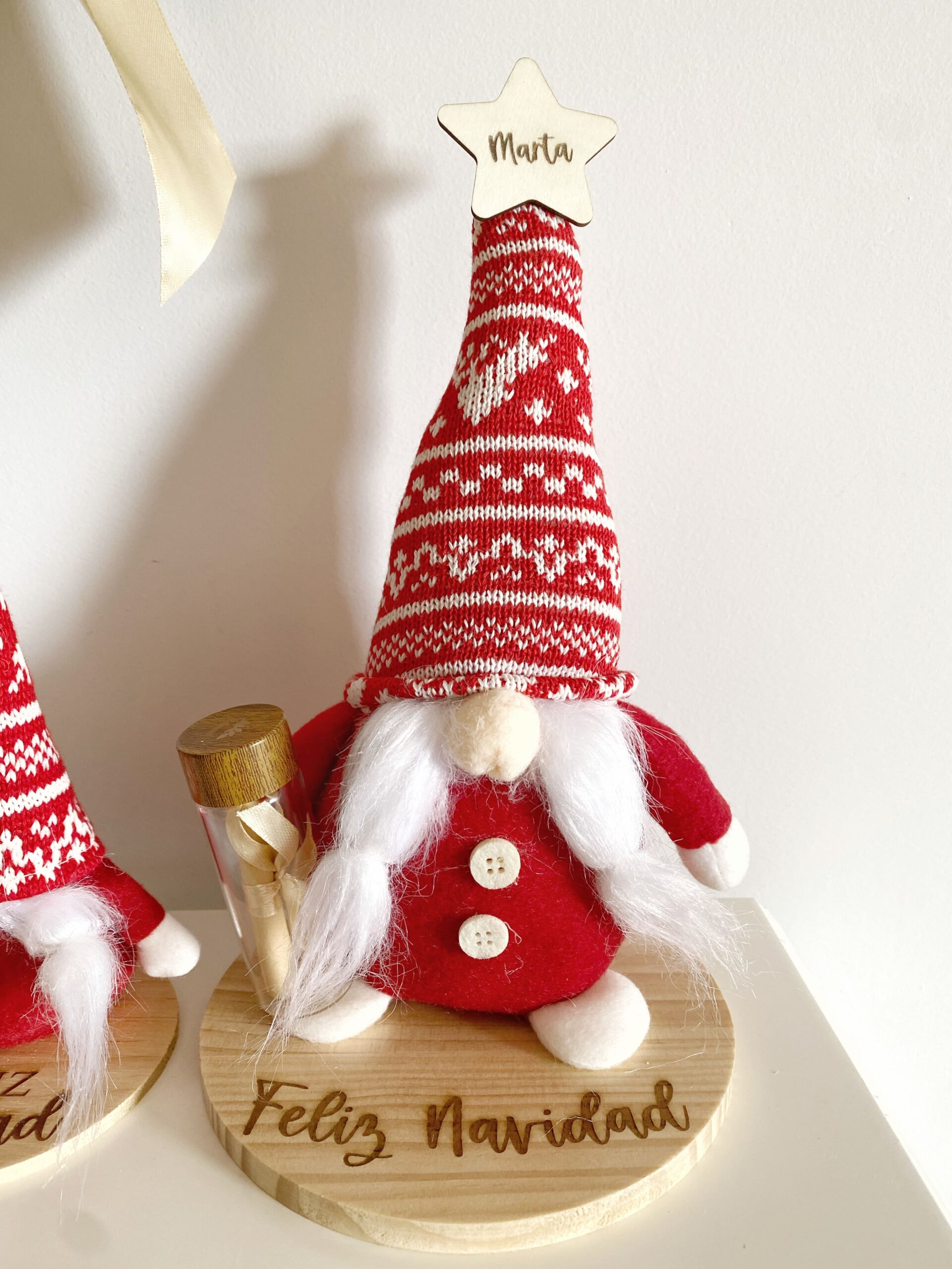 gnomo de Navidad artesanal con bote para personalización