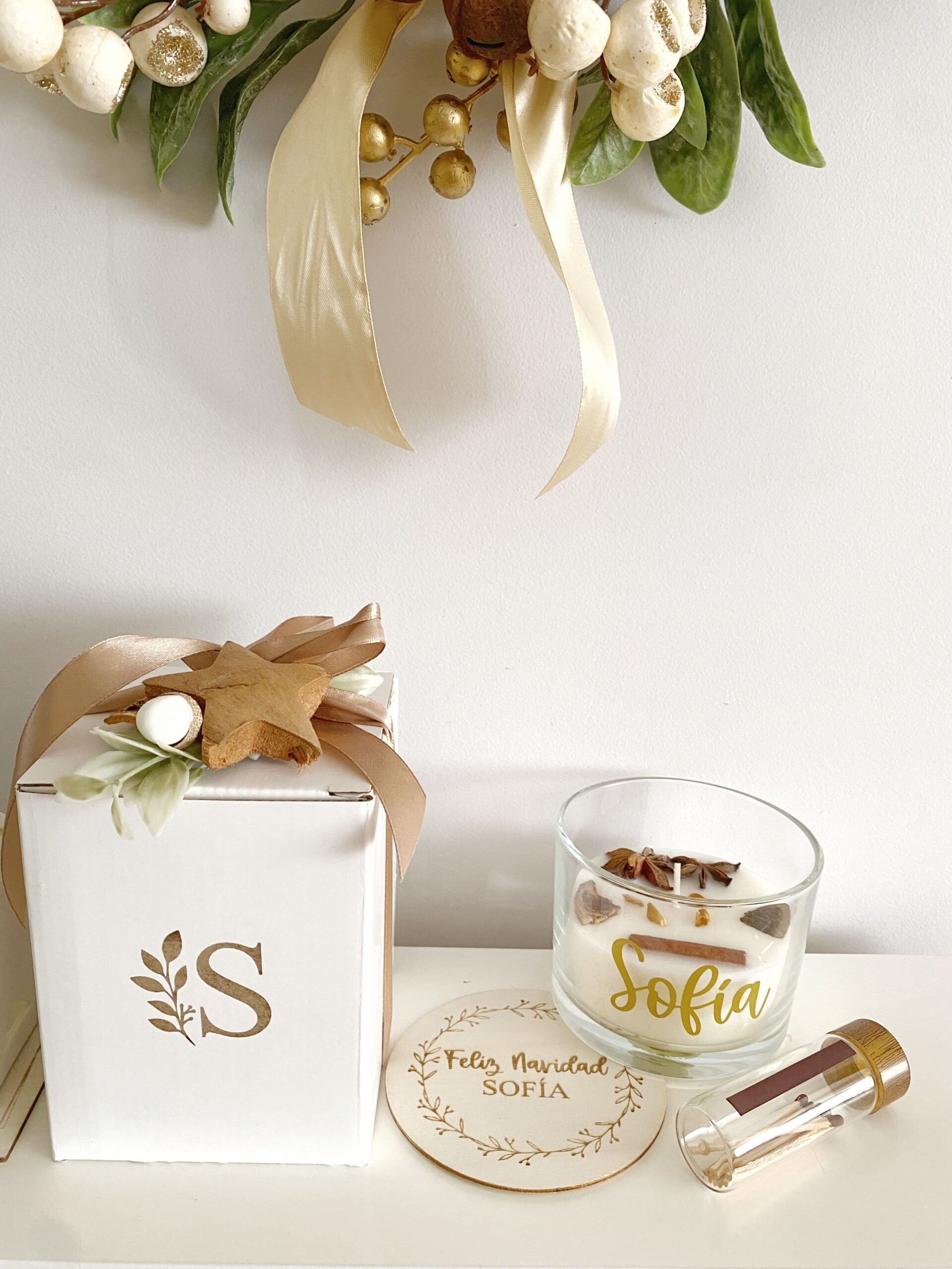 Kit de regalo de vela personalizada para Navidad, listo para entregar