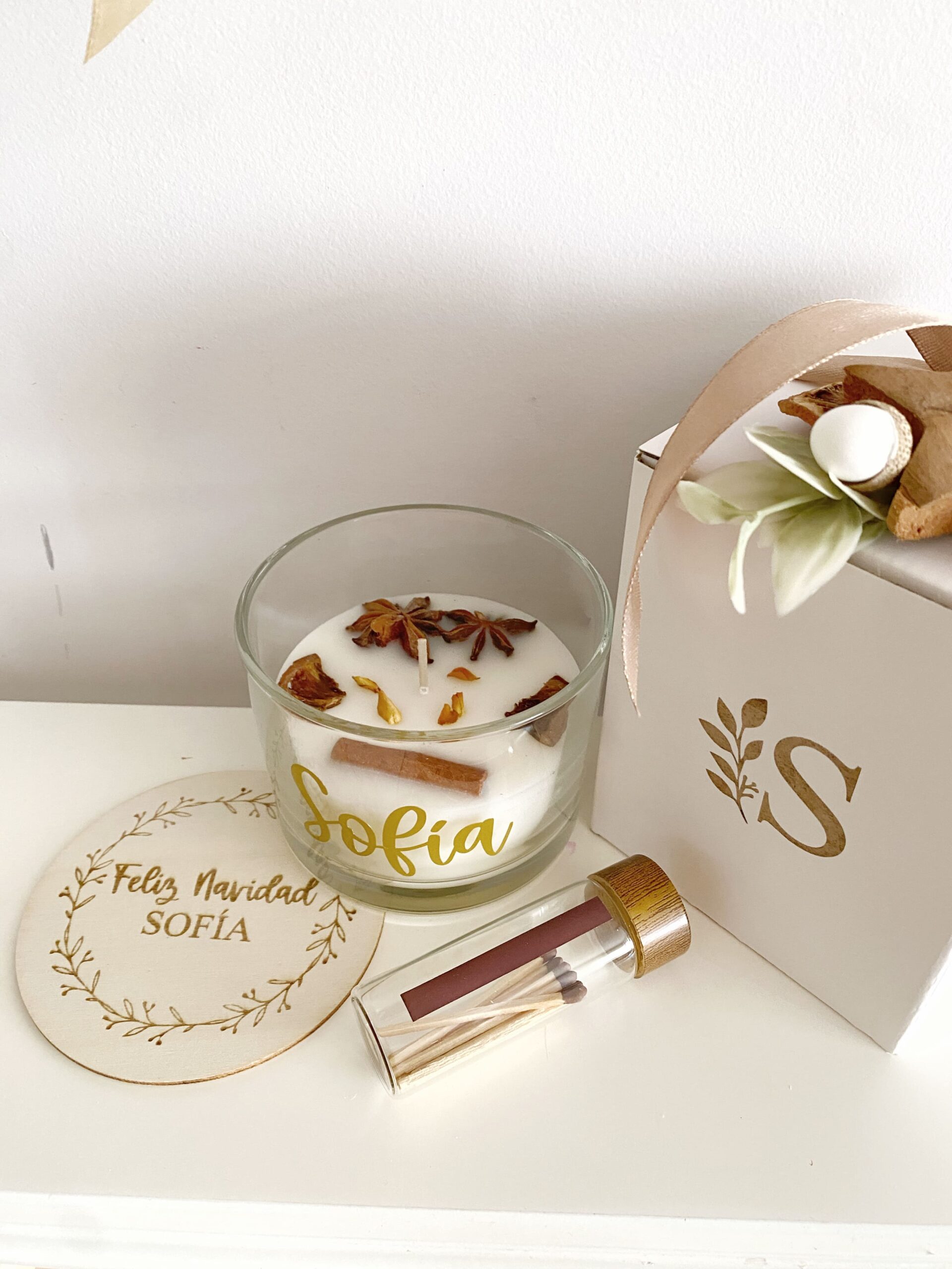 Vela personalizada temática de Navidad para obsequio corporativo