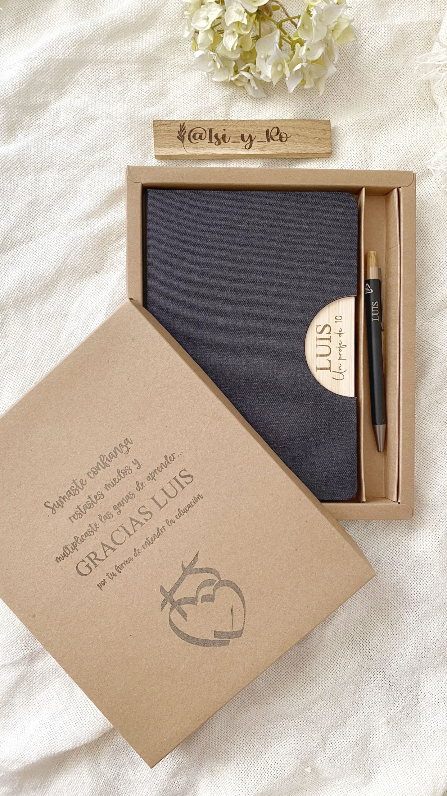 conjunto de cuaderno y boli personalizado para profesores