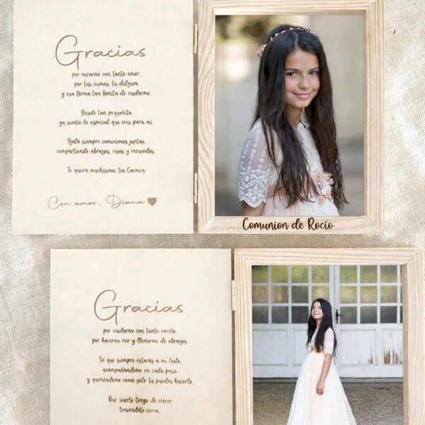 marco de fotos de madera para regalar en comunion, bodas y bautizos